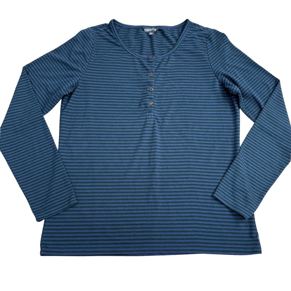 Toad&Co Striped Long Sleeve Henley Top Women Lg Blue/Green Casual 
Layer Outdoor